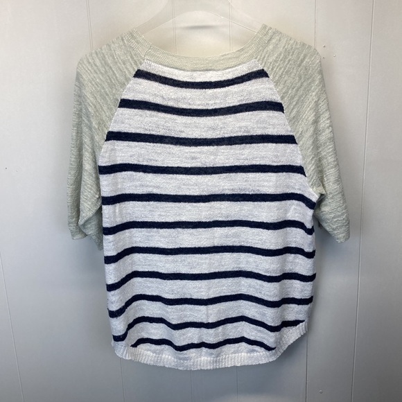 J. Crew Factory Linen Striped Raglan Sweater M - Picture 3 of 6